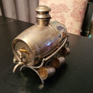 rare antique Judaica Kiddush Silver Wine Barrel And Cup Set for Shabbat